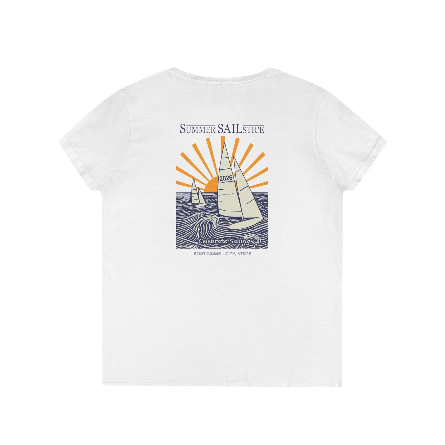 New! 2026 Summer Sailstice Ladies' V-Neck T-Shirt – (Personalization Optional) 2-Sided