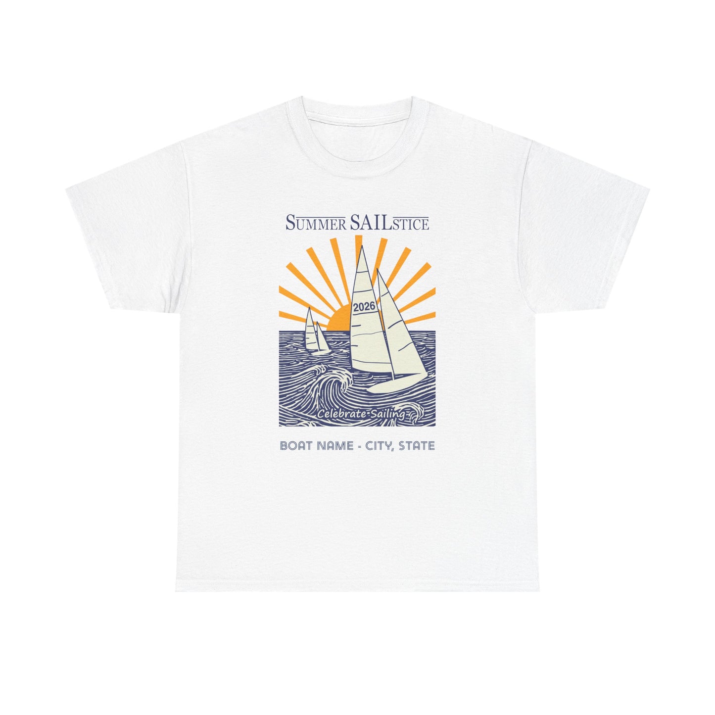 NEW!! 2026 Summer Sailstice Gildan Unisex Heavy Cotton T-shirt (Personalization Optional) 1-Sided