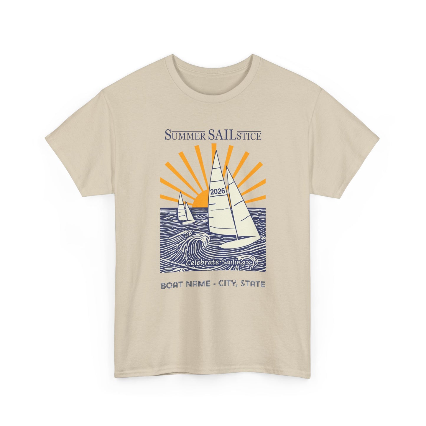 NEW!! 2026 Summer Sailstice Gildan Unisex Heavy Cotton T-shirt (Personalization Optional) 1-Sided