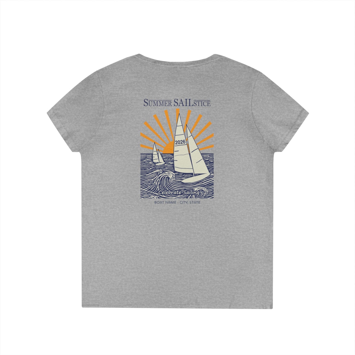 New! 2026 Summer Sailstice Ladies' V-Neck T-Shirt – (Personalization Optional) 2-Sided