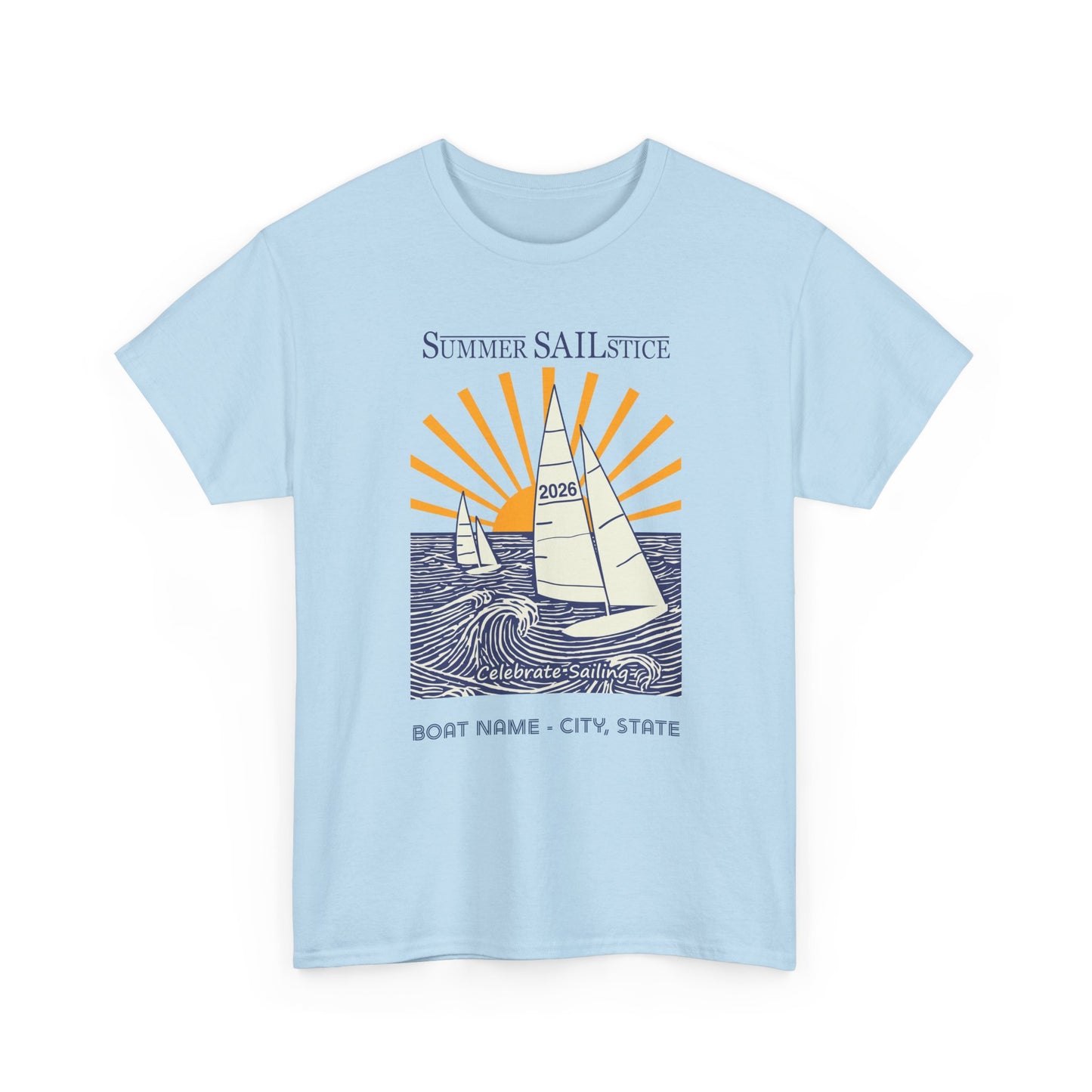 NEW!! 2026 Summer Sailstice Gildan Unisex Heavy Cotton T-shirt (Personalization Optional) 1-Sided